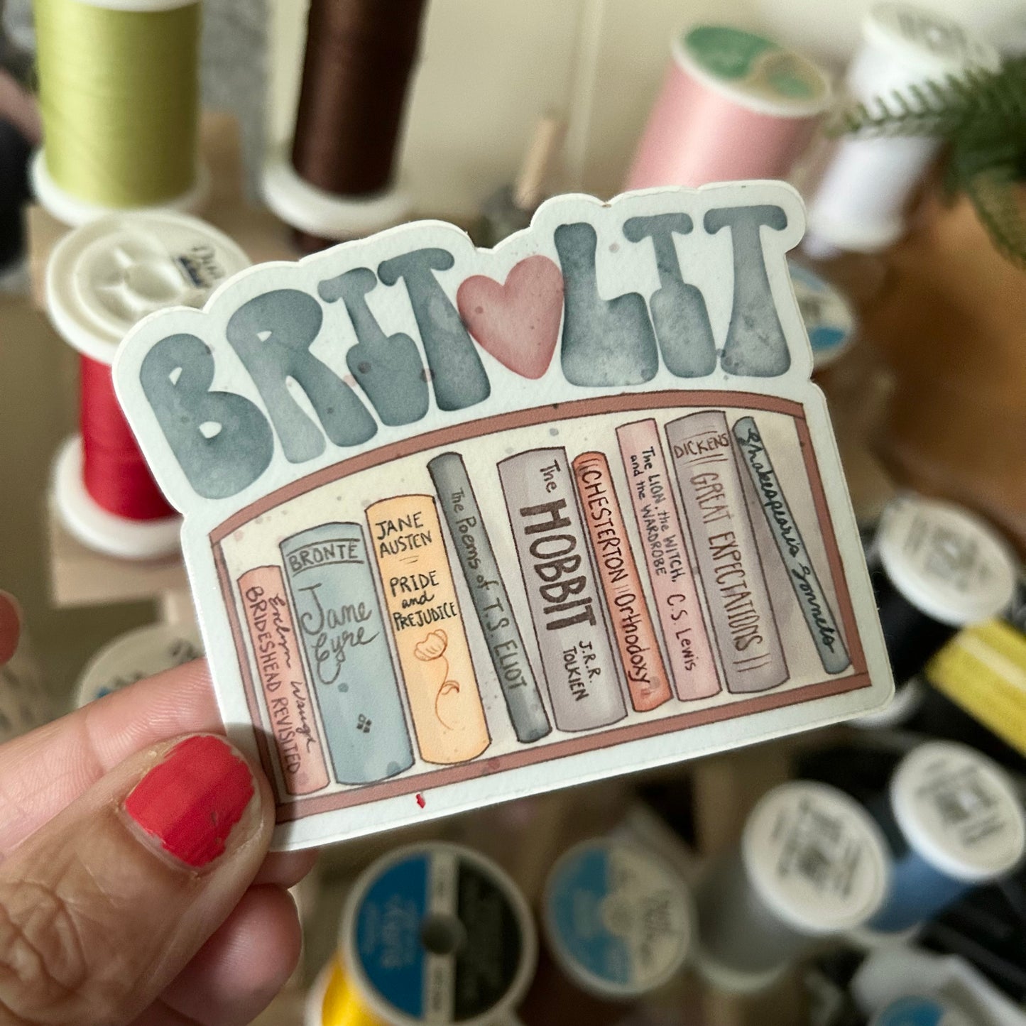 British Lit Bookshelf Vinyl Sticker