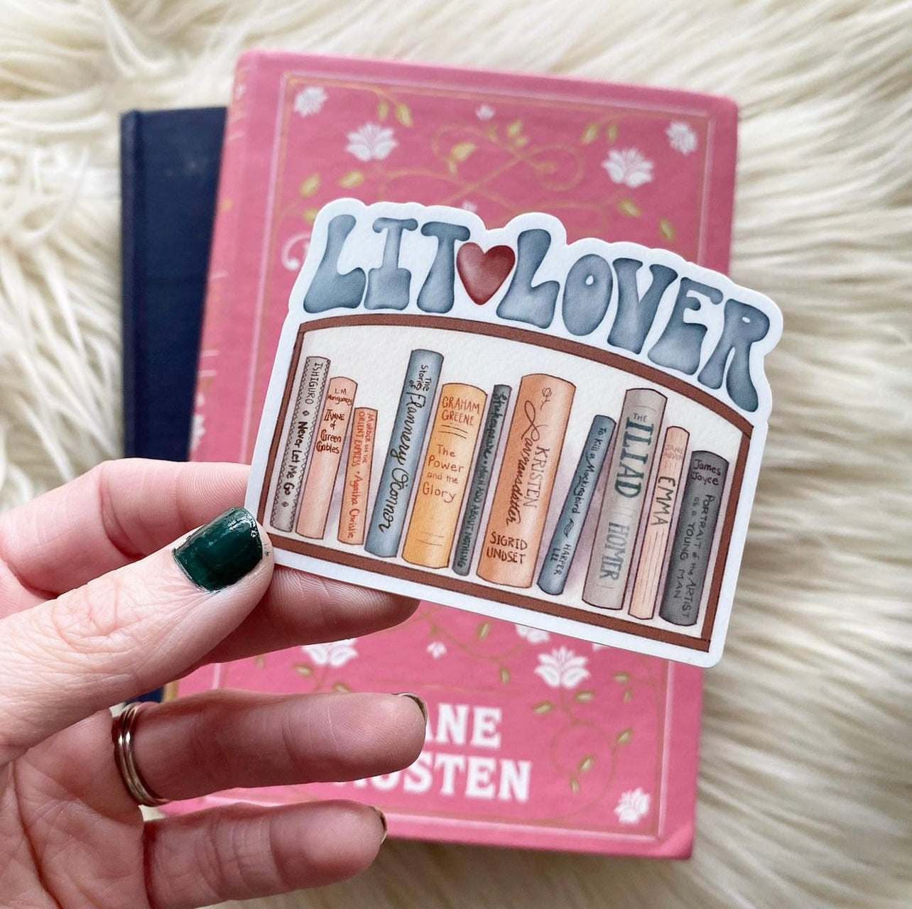 Lit Lover Bookshelf Vinyl Sticker