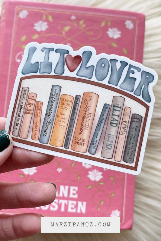 Lit Lover Bookshelf Vinyl Sticker