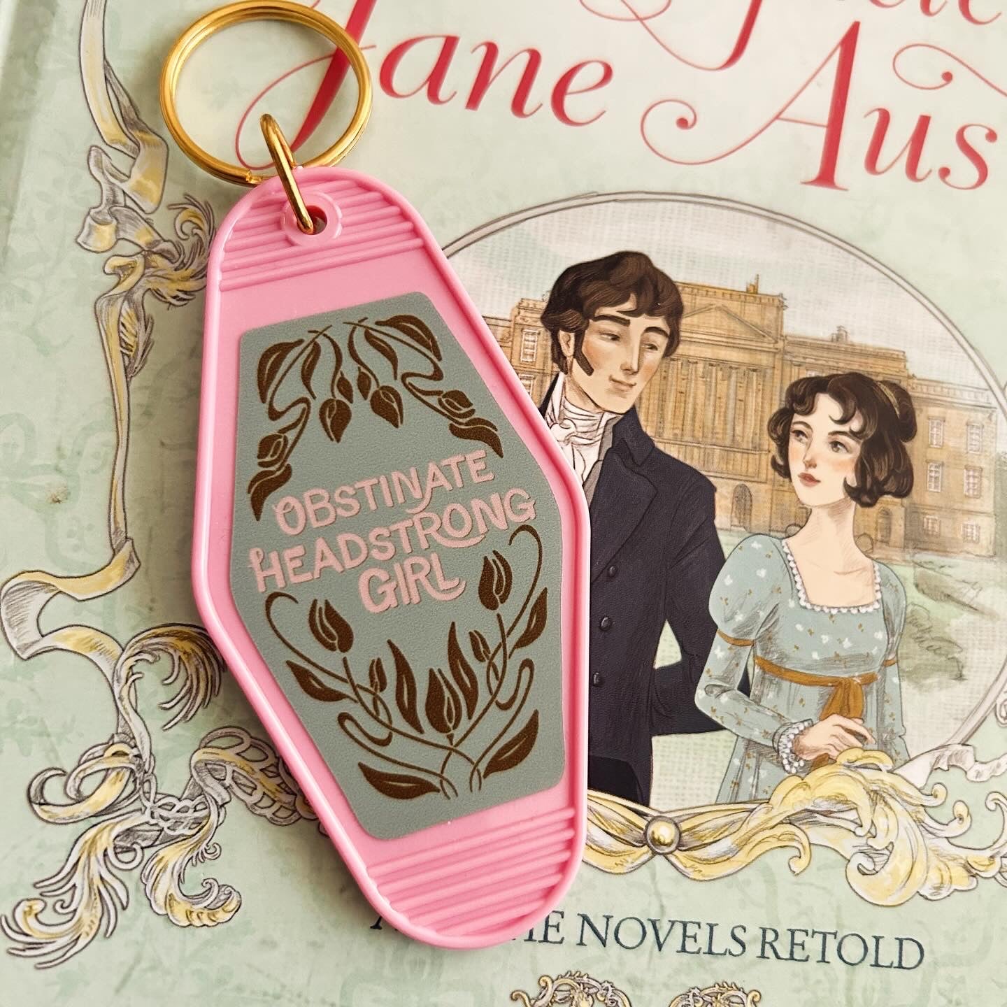 Obstinate Headstrong Girl Motel Keychain // Pride and Prejudice