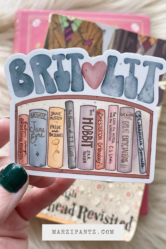 British Lit Bookshelf Vinyl Sticker