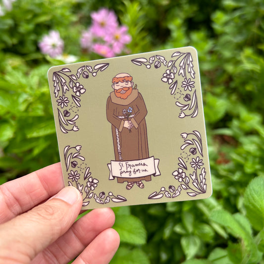 Saint Francis Floral Tile Vinyl Sticker