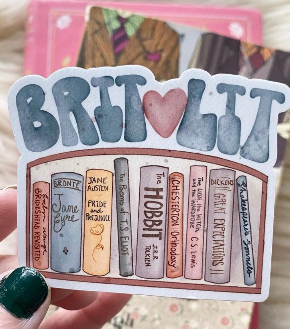 British Lit Bookshelf Vinyl Sticker